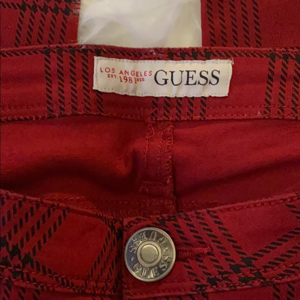 (34)Red Black Plaid Low Rise Super Skinny Jeans - Picture 3 of 12